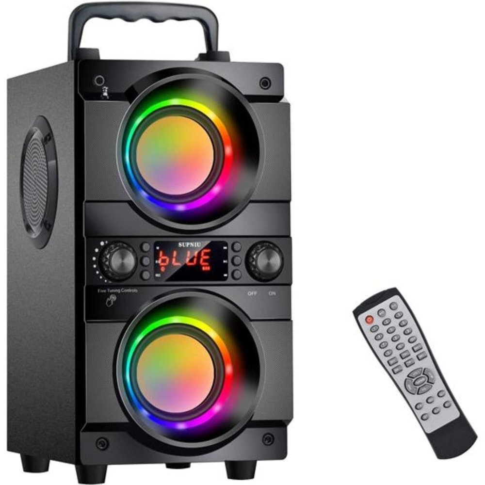 60W (80W Peak) Portable Bluetooth Speaker with Double Subwoofer Heavy Bass